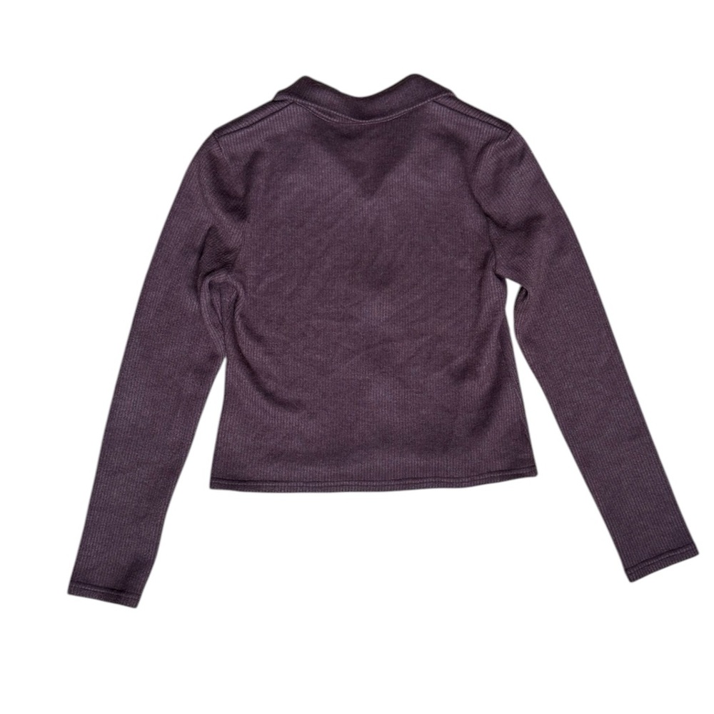 Reformation women’s dark brown rib zip up knit crop up sweater cardigan L - Picture 4 of 9